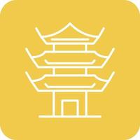 Pagoda Line Round Corner Background Icons vector