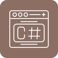 C Sharp Line Round Corner Background Icons vector