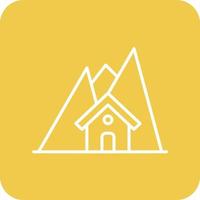 Mountain House Line Round Corner Background Icons vector