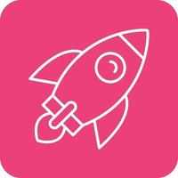 Rocket Line Round Corner Background Icons vector