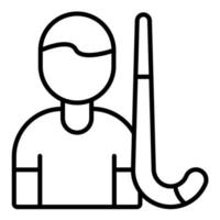 icono de línea masculina de jugador de hockey sobre césped vector