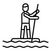 icono de línea de paddle surf de pie vector