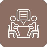 Interview Line Round Corner Background Icons vector