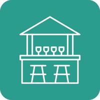Beach Bar Line Round Corner Background Icons vector