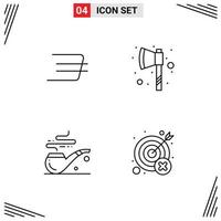 Mobile Interface Line Set of 4 Pictograms of daxx coin fail axe pipe mistake Editable Vector Design Elements