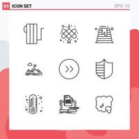 Universal Icon Symbols Group of 9 Modern Outlines of target mission cake goal aim Editable Vector Design Elements