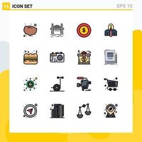 Set of 16 Modern UI Icons Symbols Signs for fast food creative dollar coin authorship artist Editable Creative Vector Design Elements