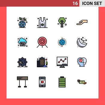 16 Flat Color Filled Line concept for Websites Mobile and Apps print online earth day share alms Editable Creative Vector Design Elements