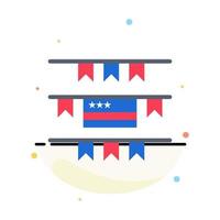 Buntings Party Decoration American Abstract Flat Color Icon Template vector