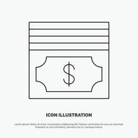 Cash Dollar Money Line Icon Vector