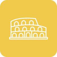 Colosseum Line Round Corner Background Icons vector