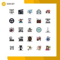 Mobile Interface Filled line Flat Color Set of 25 Pictograms of car gooods love delivery open Editable Vector Design Elements