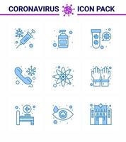 Corona virus 2019 and 2020 epidemic 9 Blue icon pack such as atom on elucation doctor call viral coronavirus 2019nov disease Vector Design Elements