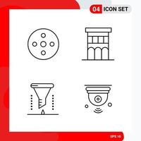 Creative Set of 4 Universal Outline Icons isolated on White Background Creative Black Icon vector background