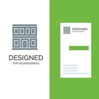 Construction Door House Building Grey Logo Design and Business Card Template vector