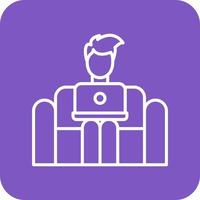 Working on Couch Line Round Corner Background Icons vector