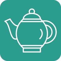 Tea Pot Line Round Corner Background Icons vector