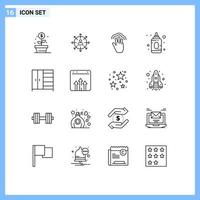 Set of 16 Modern UI Icons Symbols Signs for child multiple touch human interface gestures Editable Vector Design Elements