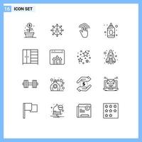 Set of 16 Modern UI Icons Symbols Signs for child multiple touch human interface gestures Editable Vector Design Elements