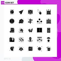 Pack of 25 creative Solid Glyphs of performance gestures house gesture up Editable Vector Design Elements