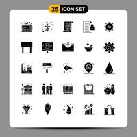 Group of 25 Modern Solid Glyphs Set for paper file sign document finance Editable Vector Design Elements