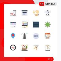 Pictogram Set of 16 Simple Flat Colors of management strategy window planning bulb Editable Pack of Creative Vector Design Elements