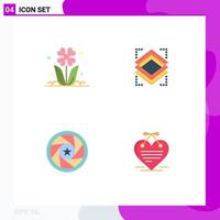 User Interface Pack of 4 Basic Flat Icons of flora aperture nature object logo Editable Vector Design Elements