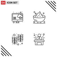 Pictogram Set of 4 Simple Filledline Flat Colors of cloud holi dinner mashed wheat Editable Vector Design Elements