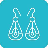 Earrings Line Round Corner Background Icons vector
