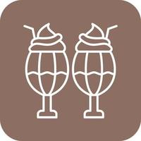 Milkshake Line Round Corner Background Icons vector