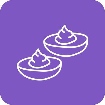 Deviled Eggs Line Round Corner Background Icons vector
