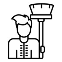 Man Holding Mop Line Icon vector