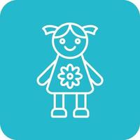 Doll Line Round Corner Background Icons vector