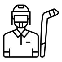 icono de línea de jugador de hockey vector