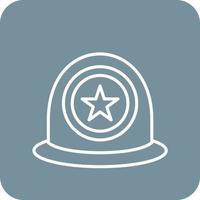 Police Helmet Line Round Corner Background Icons vector