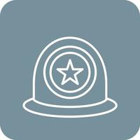 Police Helmet Line Round Corner Background Icons vector