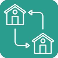 House Exchange Line Round Corner Background Icons vector