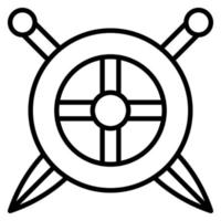 Two Swords And Shield Line Icon vector