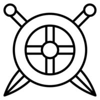 Two Swords And Shield Line Icon vector