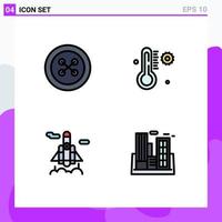 4 Creative Icons Modern Signs and Symbols of button transport sew weather industry Editable Vector Design Elements