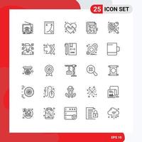 Stock Vector Icon Pack of 25 Line Signs and Symbols for chart analysis file strategy document line Editable Vector Design Elements