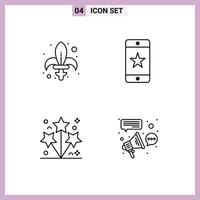 Modern Set of 4 Filledline Flat Colors Pictograph of game firework sword award party Editable Vector Design Elements