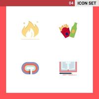 4 Flat Icon concept for Websites Mobile and Apps fire surface construction american writing Editable Vector Design Elements