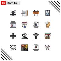16 iconos creativos signos y símbolos modernos de programación de celdas de placa barrera de tráfico móvil elementos de diseño de vectores creativos editables