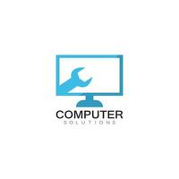 Vector computer and laptop repair logo template icon illustration