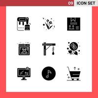 Group of 9 Solid Glyphs Signs and Symbols for bulb work coding software design Editable Vector Design Elements