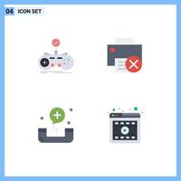 Modern Set of 4 Flat Icons Pictograph of check printer gamepad devices disease Editable Vector Design Elements