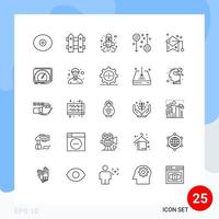 Group of 25 Lines Signs and Symbols for education health business fitness disease Editable Vector Design Elements