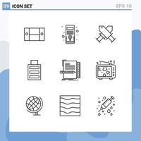 Universal Icon Symbols Group of 9 Modern Outlines of file code achievement simple battery Editable Vector Design Elements