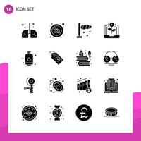 Glyph Icon set Pack of 16 Solid Icons isolated on White Background for responsive Website Design Print and Mobile Applications vector